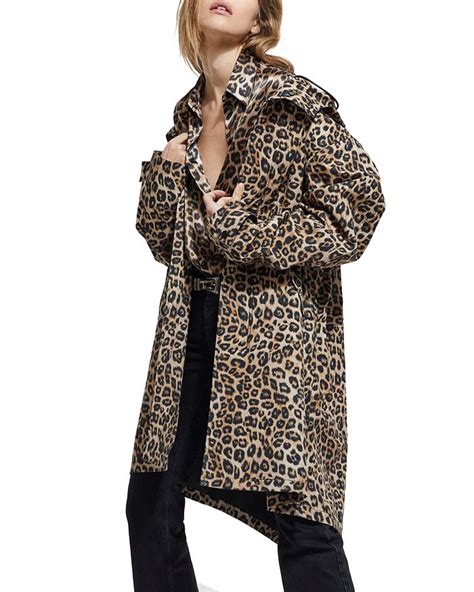 animal print long coat|leopard print waterproof coat.